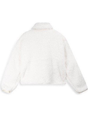 LTB Uzun Kollu Yumuşak Dokulu Peluş Beyaz Ceket