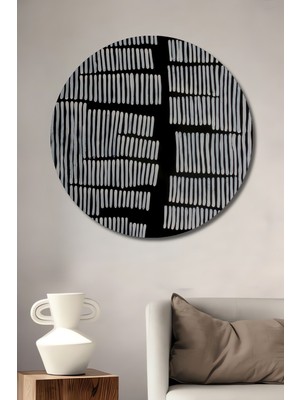 Teona Ahşap Dekoratif Ahşap Yuvarlak Tablo İnce Çizgiler