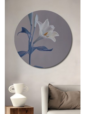 Teona Ahşap Dekoratif Ahşap Yuvarlak Tablo Beyaz Zambak