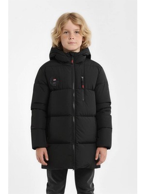 D1fference İçi Kürklü Cepli Kapüşonlu Jel Elyaflı Su ve Rügar Geçirmez Erkek Çocuk Kışlık Mont
