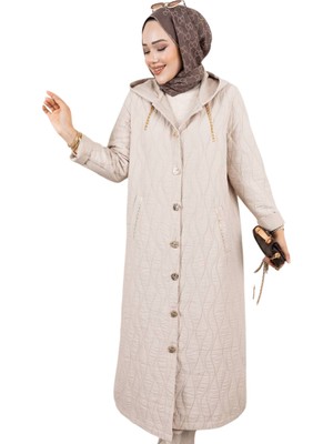 Elif Artar Yeni Sezon Büyük Beden Kapüşonlu Kapitone Ceket – Kışlık, Şık ve Rahat