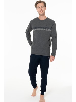 U.s. Polo Assn. Erkek Penye Dar Paçalı Ev Giyim Alt Üst Takım-Antrasit-L