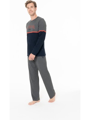 U.s. Polo Assn. Erkek Pamuklu Lisanslı Pijama Takımı 18952-LACİVERT-L