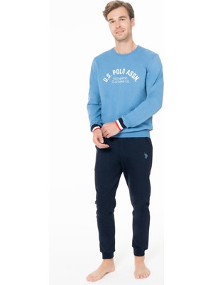 U.s. Polo Assn. U.s Polo Assn. 18943 Erkek Uzun Kollu Bisiklet Yaka Paçası Bantlı Rahat Ev Giyim-Mavi-Mavi-2xl
