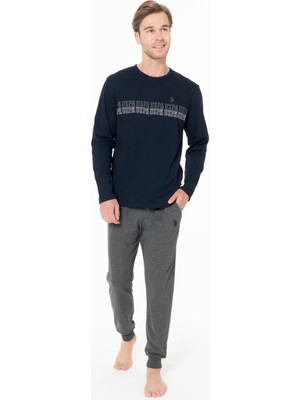 U.s. Polo Assn. Erkek Penye Dar Paçalı Ev Giyim Alt Üst Takım-Lacivert-2xl