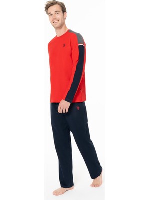 U.s. Polo Assn. Erkek Penye Mevsimlik Ev Giyim Alt Üst Takım-Kırmızı-L