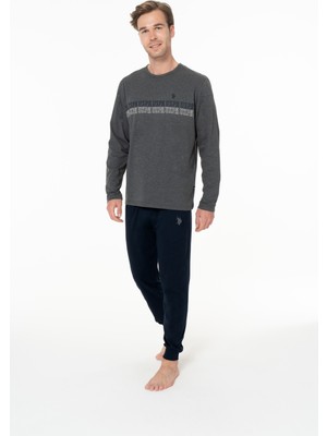 U.s. Polo Assn. Erkek Pamuklu Lisanslı Pijama Takımı 18953-ANTRASİT Melanj-2xl