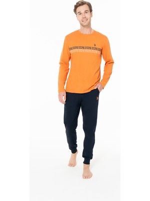 U.s. Polo Assn. Erkek Pamuklu Lisanslı Pijama Takımı 18953-TURUNCU-XL