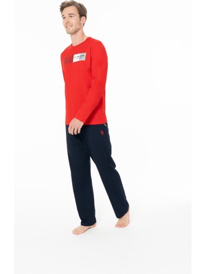 U.s. Polo Assn. Erkek Pamuklu Lisanslı Pijama Takımı 18945-KIRMIZI-M