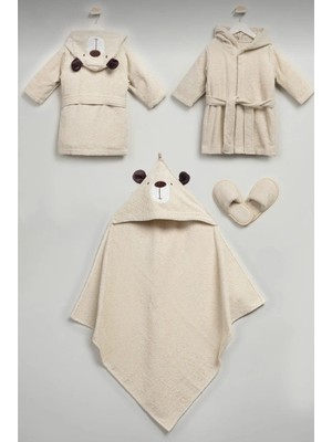 Bebitof Artuğ Bebe Ayı Desenli Bornoz Seti