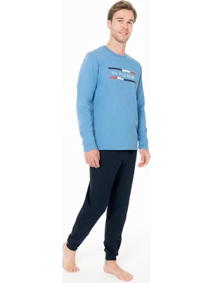 U.s. Polo Assn. Erkek Penye Dokuma Dar Paçalı Ev Giyim Alt Üst Takım-Mavi-L