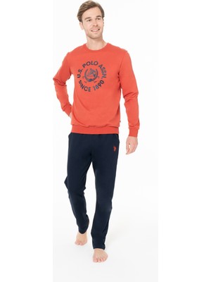 U.s. Polo Assn. Erkek Pamuklu Lisanslı Pijama Takımı 18940-KİREMİT-XL