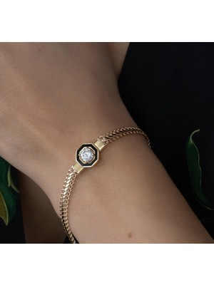 Oroline Kuyumculuk 14 Ayar Çağla Model Şık Zincirli Kadın Bileklik