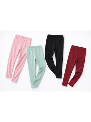 İncili 4'lü Set Çocuk Tayt Kışlık Şardonlu – Sıcak ve Konforlu - (Siyah - Pembe - Bordo - Çağla)