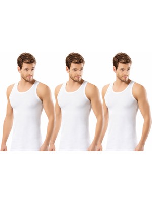 İncili 3'lü Set Erkek Büyük Beden Klasik Atlet - (Beyaz)