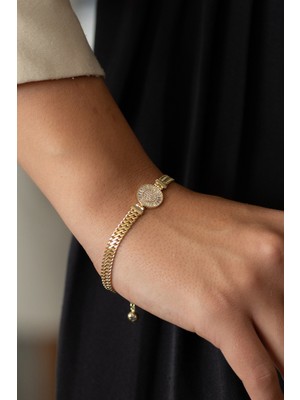 Oroline Kuyumculuk 14 Ayar Baget Taşlı Altın Viyana Bileklik