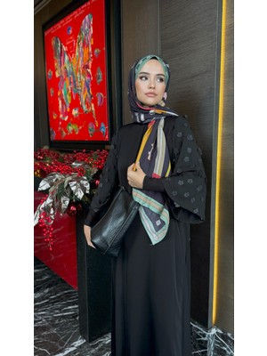 Ferraceci Yonca Ferace Uzun Kol Siyah Kadın Giyim Dubai İpeği ile Şık Tasarım