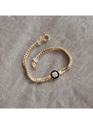 Oroline Kuyumculuk 14 Ayar Altın Tektaşlı Mineli Kadın Bileklik