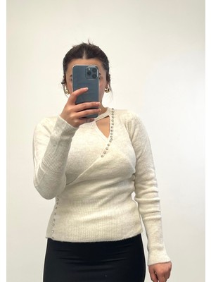 Nisum Moda Taşlı Yumoş Triko Bluz