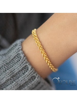 Oroline Kuyumculuk 14 Ayar Altın Halat Desenli Kadın Bileklik