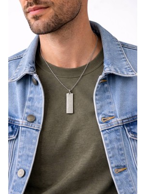Metal Dikdörtgen Künye Model Erkek Kolye