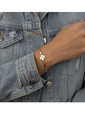 Oroline Kuyumculuk 14 Ayar Altın Yonca Kadın Bileklik