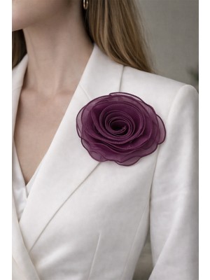 Modex Organize Tül Iğneli  Gül Broş (Ölçü:15 Cm)