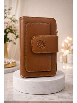 Huma Butik Takı Aksesuar Taba Renk Suni Deri Fermuarlı Kartlık & Cüzdan