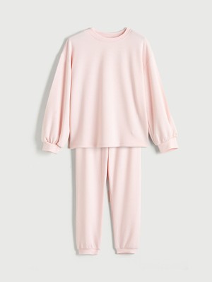 LC Waikiki Pembe Bisiklet Yaka Kız Çocuk Pijama Takım