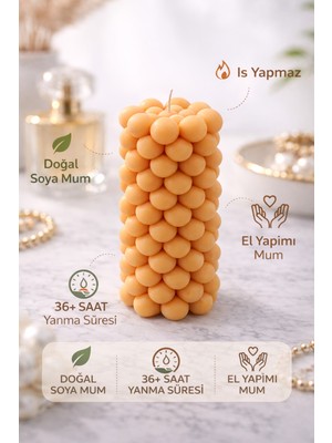 Flow Home Soya Mum,dekoratif Lüks & El Yapımı Doğal Mum,uzun Yanma Süreli Ev Hediyesi,ev Süsü Turuncu 360 G