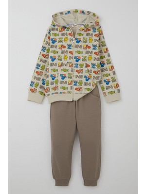 Breeze Erkek Çocuk Eşorfman Takımı Zebra Macerası 1.5-5 Yaş, Krem