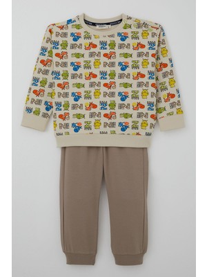 Breeze Erkek Çocuk Eşofman Takımı Zebra Macerası 1-4 Yaş, Krem