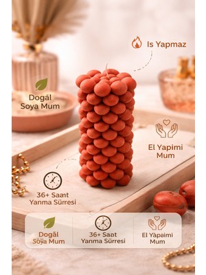 Flow Home Soya Mum,dekoratif Lüks & El Yapımı Doğal Mum,uzun Yanma Süreli Ev Hediyesi,ev Süsü Kırmızı 360 G