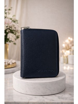 Huma Butik Takı Aksesuar Lacivert Renk Suni Deri Fermuarlı Kartlık & Cüzdan