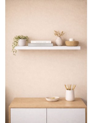 Mobilyacın Beyaz Duvar Rafı Uçan Raf Gizli Raf 40 cm