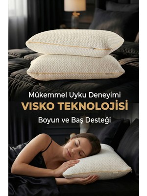 Premium Ortopedik Visco Yastık (40X60X15) %100 Pamuk Kılıflı Boyun Destekli Akıllı Visko