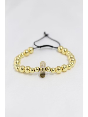 BT Teknik Gold Renk Çelik Zirkon Objeli Asansörlü Bileklik