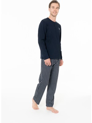 U.s. Polo Assn. Erkek Pamuklu Lisanslı Pijama Takımı 18994-LACİVERT-L