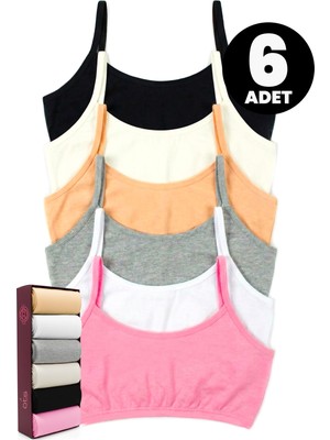 Öts Premium 6’lı Kız Çocuk Alıştırma Sütyen - Hediye Kutulu, Pamuklu Kumaş, Ultra Yumuşak, Esnek ve Etiketsiz Yapı, Şık ve Konforlu Bustiyer