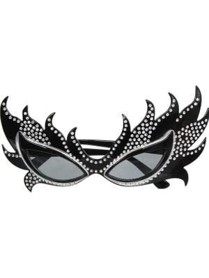 BT Teknik Taşlı Göz Kamaştıran Gecenin Yıldızı Siyah Parti Alev Gözlük