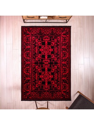 Evidea Soft Arzen Afgan Desenli Halı - Kırmızı - 160X230 cm