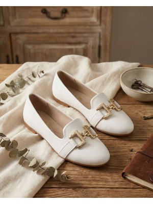 Slipcat Kadın Çift Göz Toka Detaylı Babet Hafif Rahat Taban Günlük Ayakkabı Babet