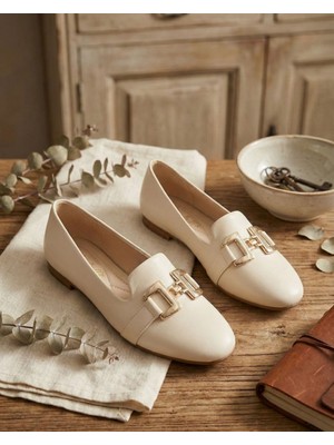 Slipcat Kadın Çift Göz Toka Detaylı Babet Hafif Rahat Taban Günlük Ayakkabı Babet