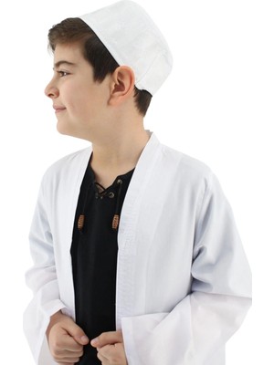İhvan Online Buhara Yaka Namaz Elbisesi Erkek Çocuk Cübbe Beyaz (Sfa)