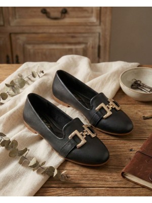 Slipcat Kadın Çift Göz Toka Detaylı Babet Hafif Rahat Taban Günlük Ayakkabı Babet