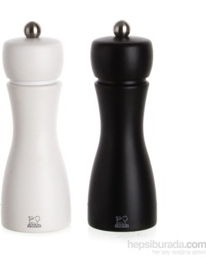 Peugeot Tahiti Karabiber ve Tuz Değirmeni Seti Çelik Malzeme 2'li Siyah Beyaz 15 cm