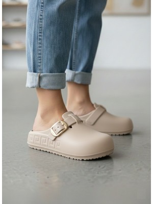 Vojo Kadın Ortopedik Yumuşak Hafif Taban Terlik Günlük Kullanım İçin Krem Renk Eva Malzeme