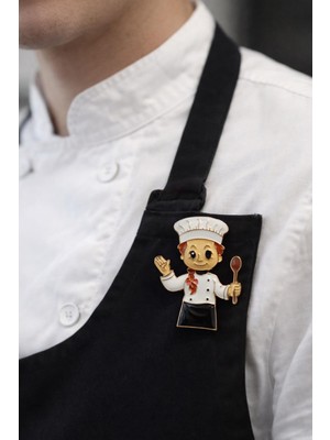 New Obsessions Aşçı Figürlü Mineli Broş Yaka Iğnesi