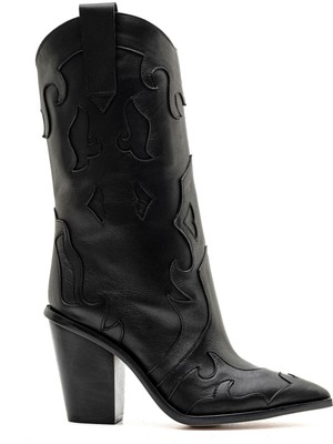 Sofia Baldi Roxie Siyah Hakiki Deri Kadın Topuklu Bot