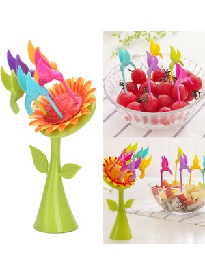 Novytech Plastik Meyve Çatal Ayçiçeği 5 Kuşlar Çatal Set - Lisinya